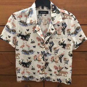 Reformation Cuba Holiday Tropical Print Shirt Sz S